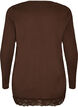Jerseybluse mit asymmetrischem Spitzenbesatz, Braun, Packshot image number 1