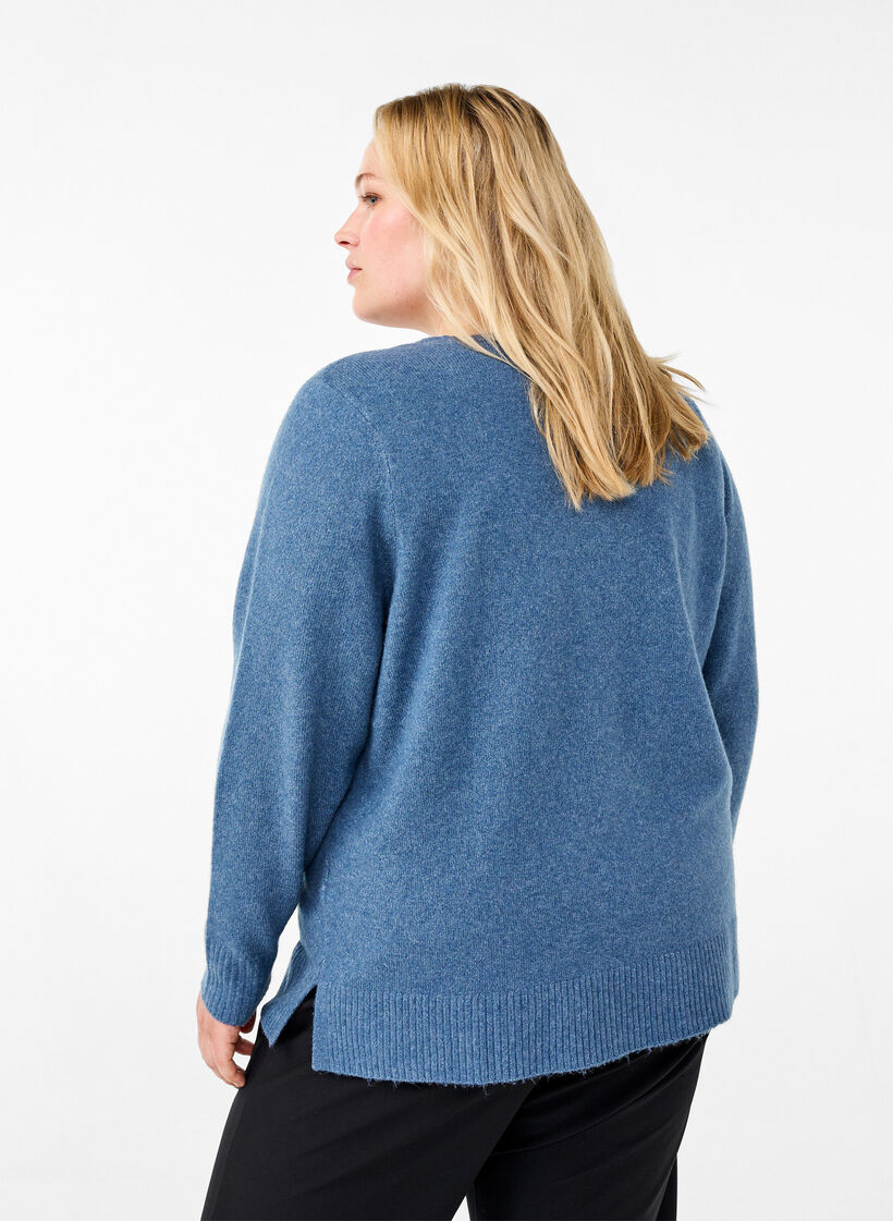  Strickbluse mit V-Ausschnitt, Bering S. White Mel., Model image number 1