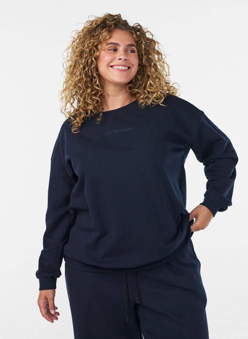 Sweatshirt mit Textaufdruck, Blau, Model image number 0
