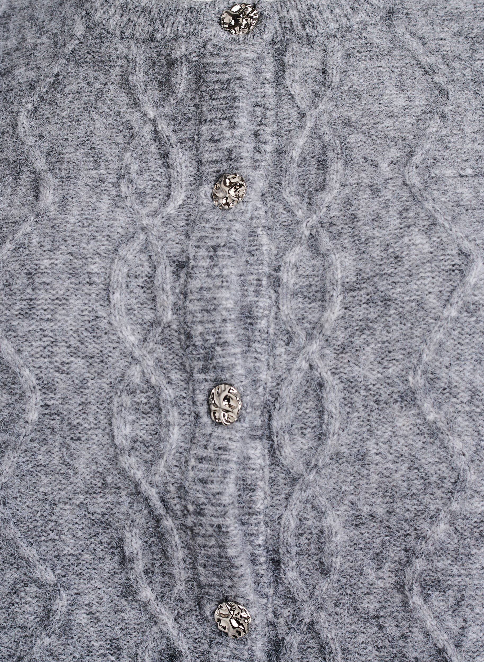 Zizzi Gilet en maille &agrave; motifs avec boutons d&eacute;coratifs, Gris, Packshot image number 2