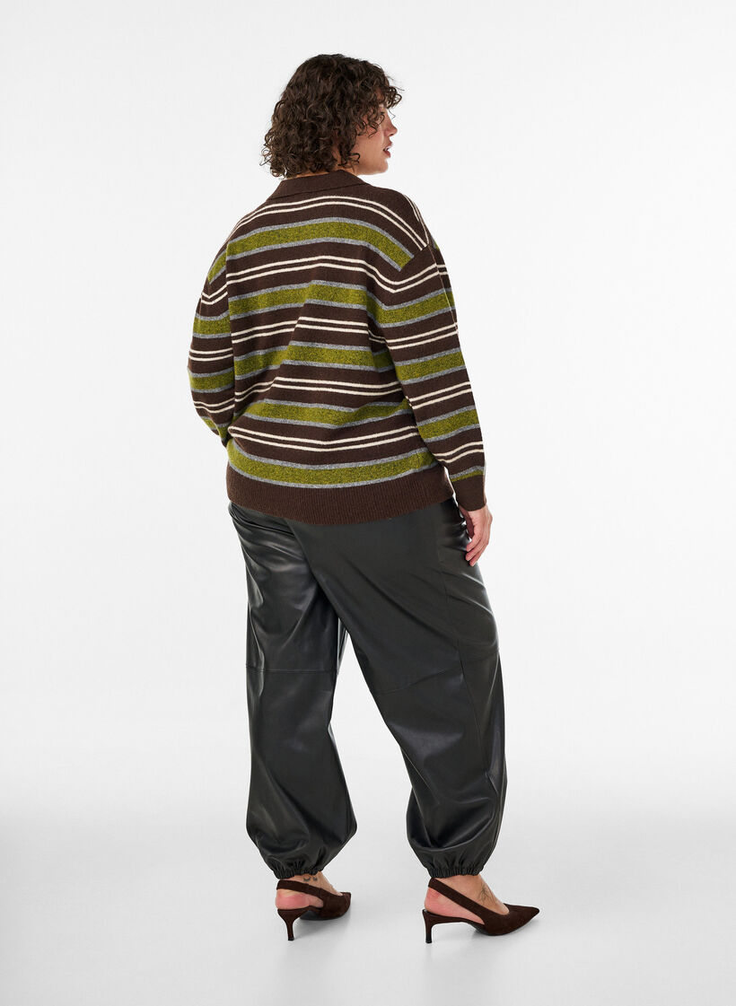 Pantalon ballon en similicuir, Noir, Model image number 1