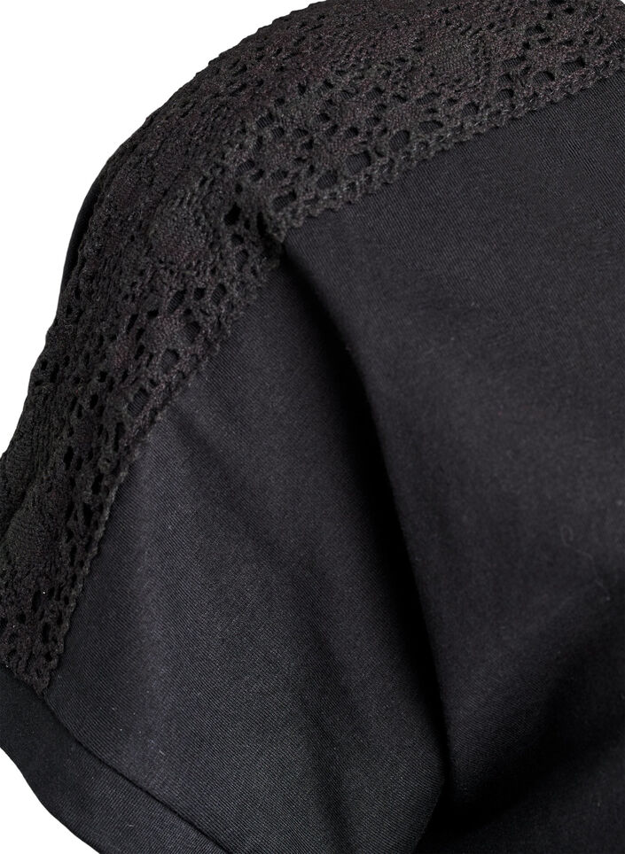 T-shirt en coton avec d&eacute;tails au crochet, Noir, Packshot image number 2