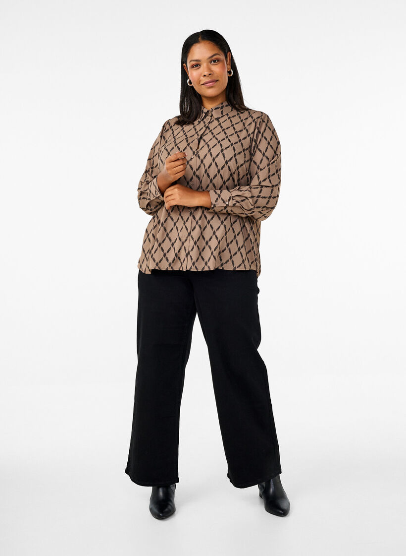 Chemise à motif avec manches longues, Grafic AOP, Model image number 3