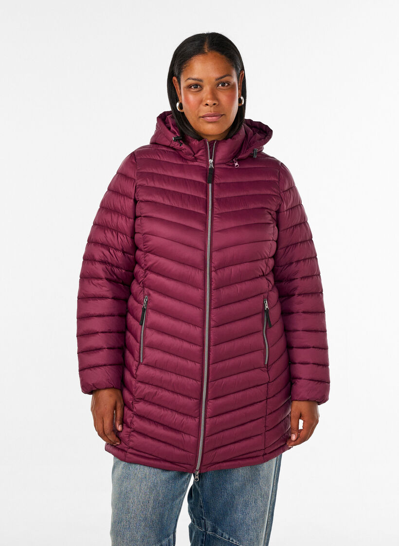 Leichte Jacke mit Taschen und abnehmbarer Kapuze, Rot, Model image number 0
