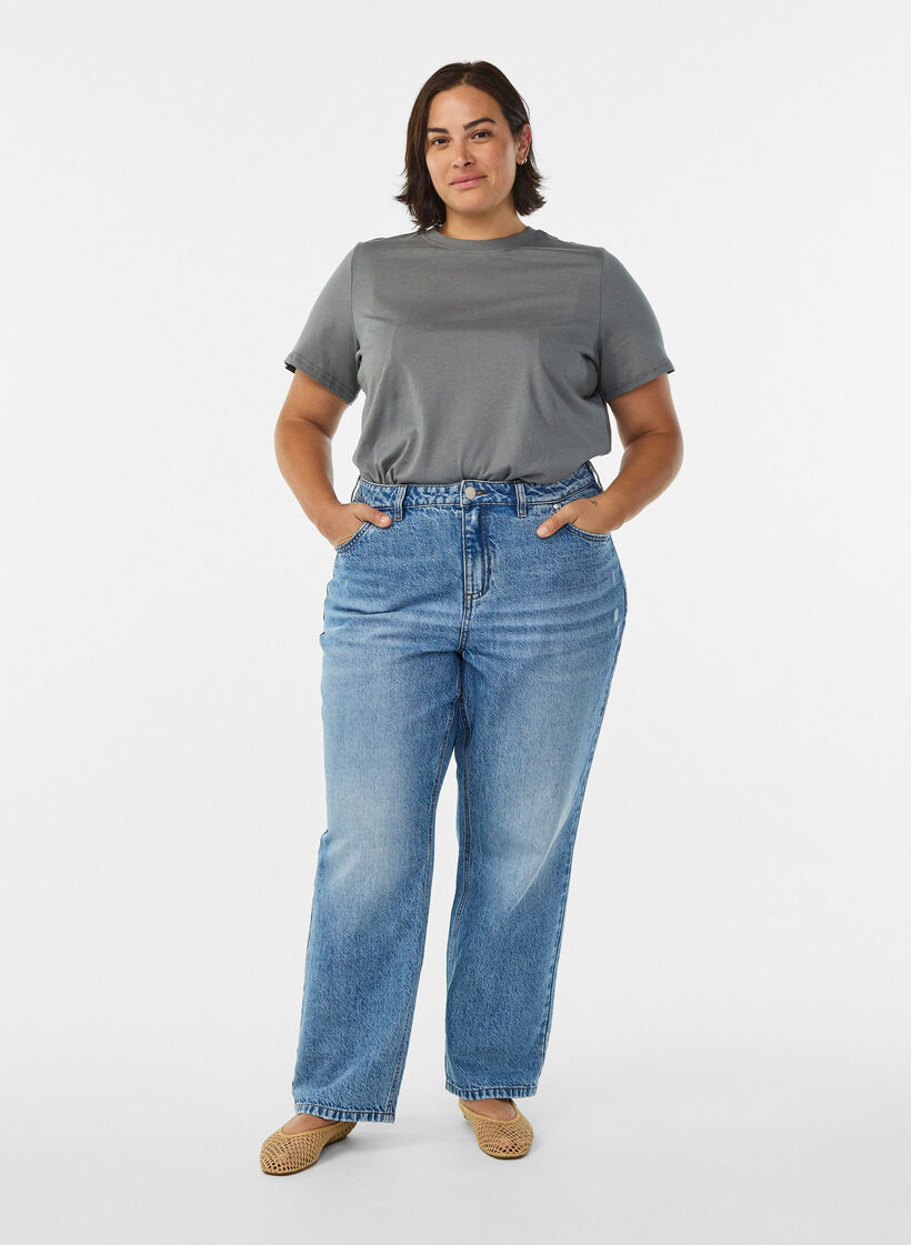 Basic-T-Shirt aus Baumwolle mit Rundhalsausschnitt, Grau, Model image number 1