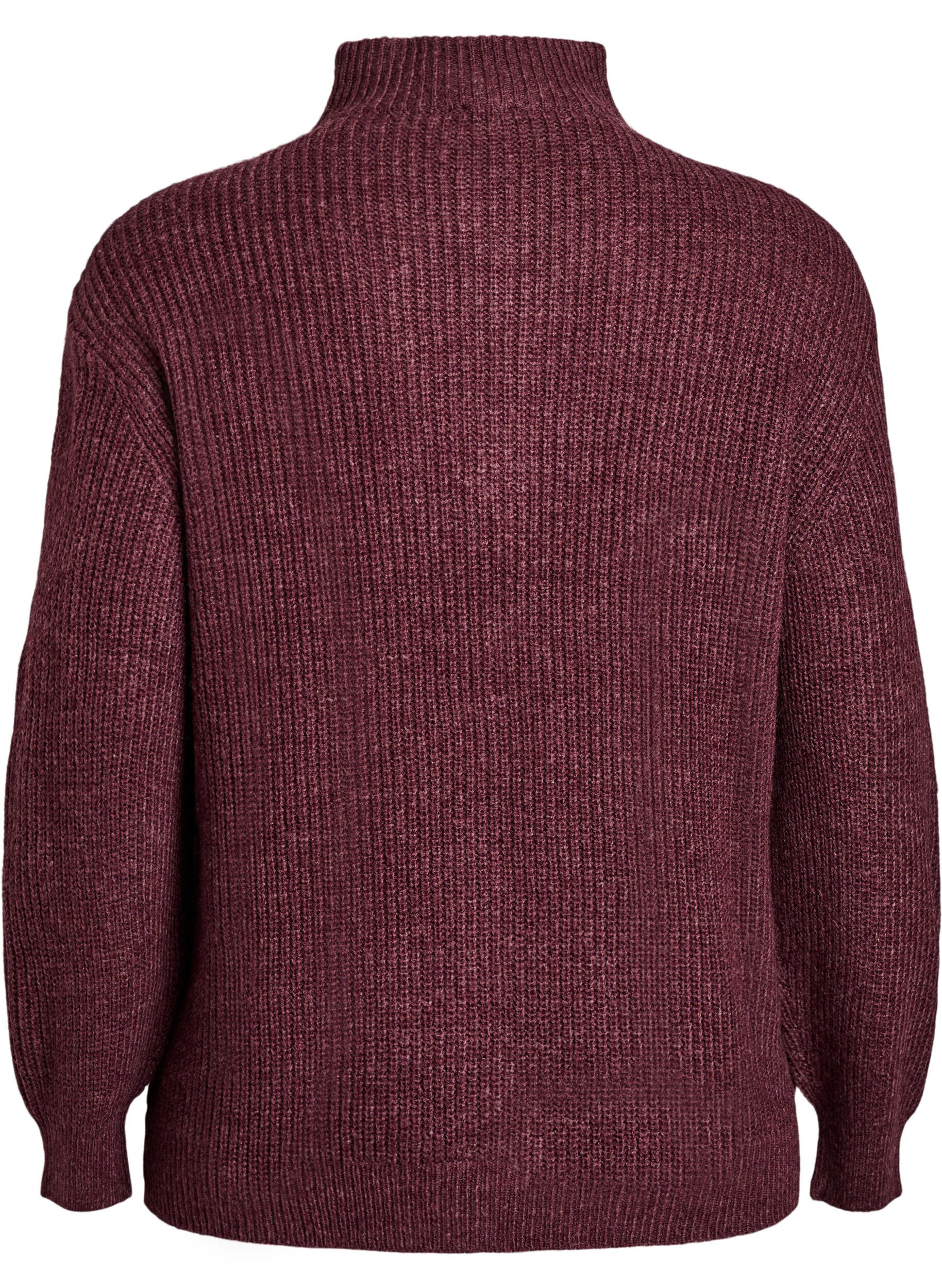 Zizzi FLASH &ndash; Strickpullover mit hohem Kragen und Rei&szlig;verschluss, Rot, Packshot image number 1