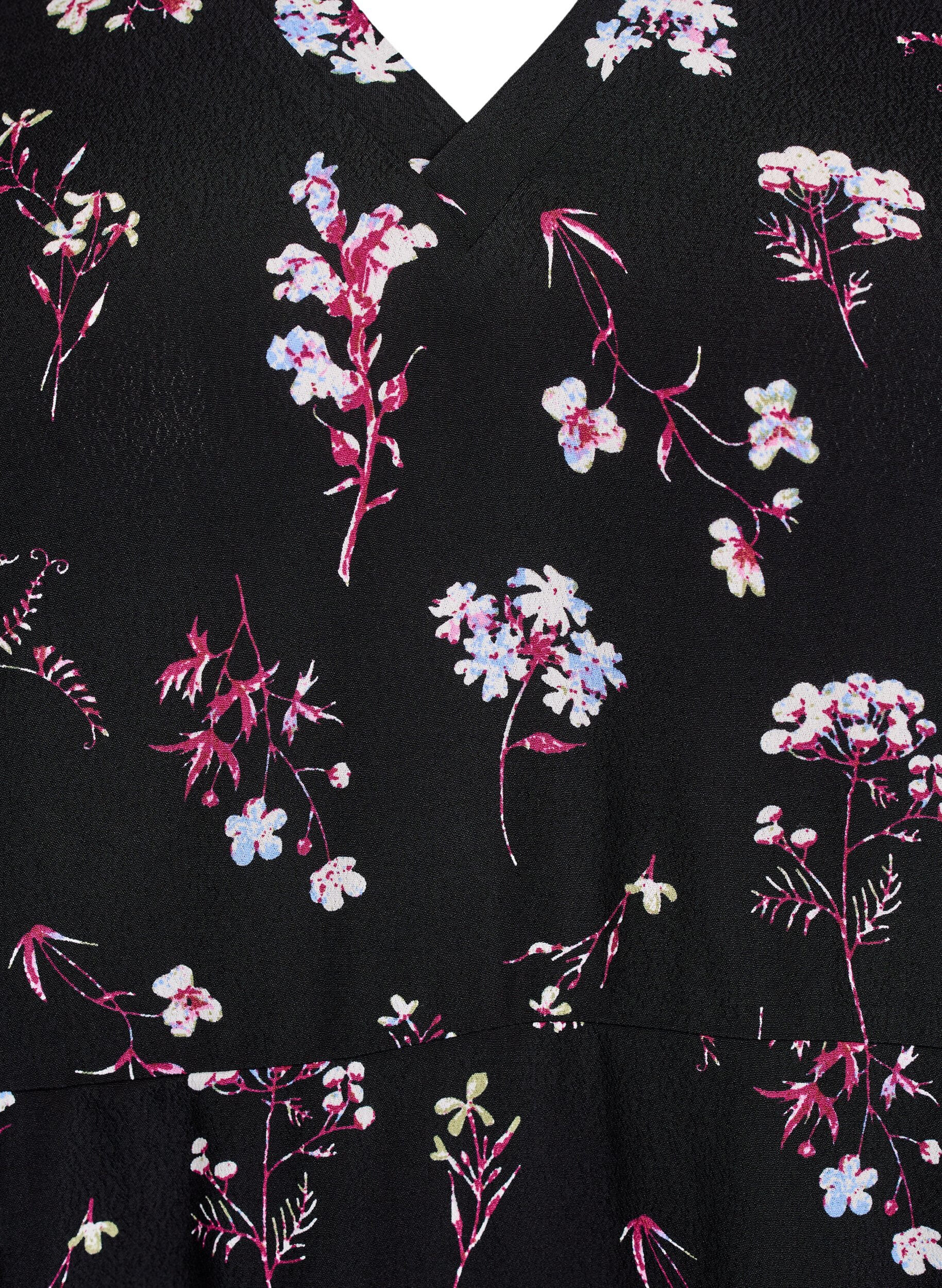 ZizziRobe courte avec imprim&eacute; floral, Noir, Packshot image number 2