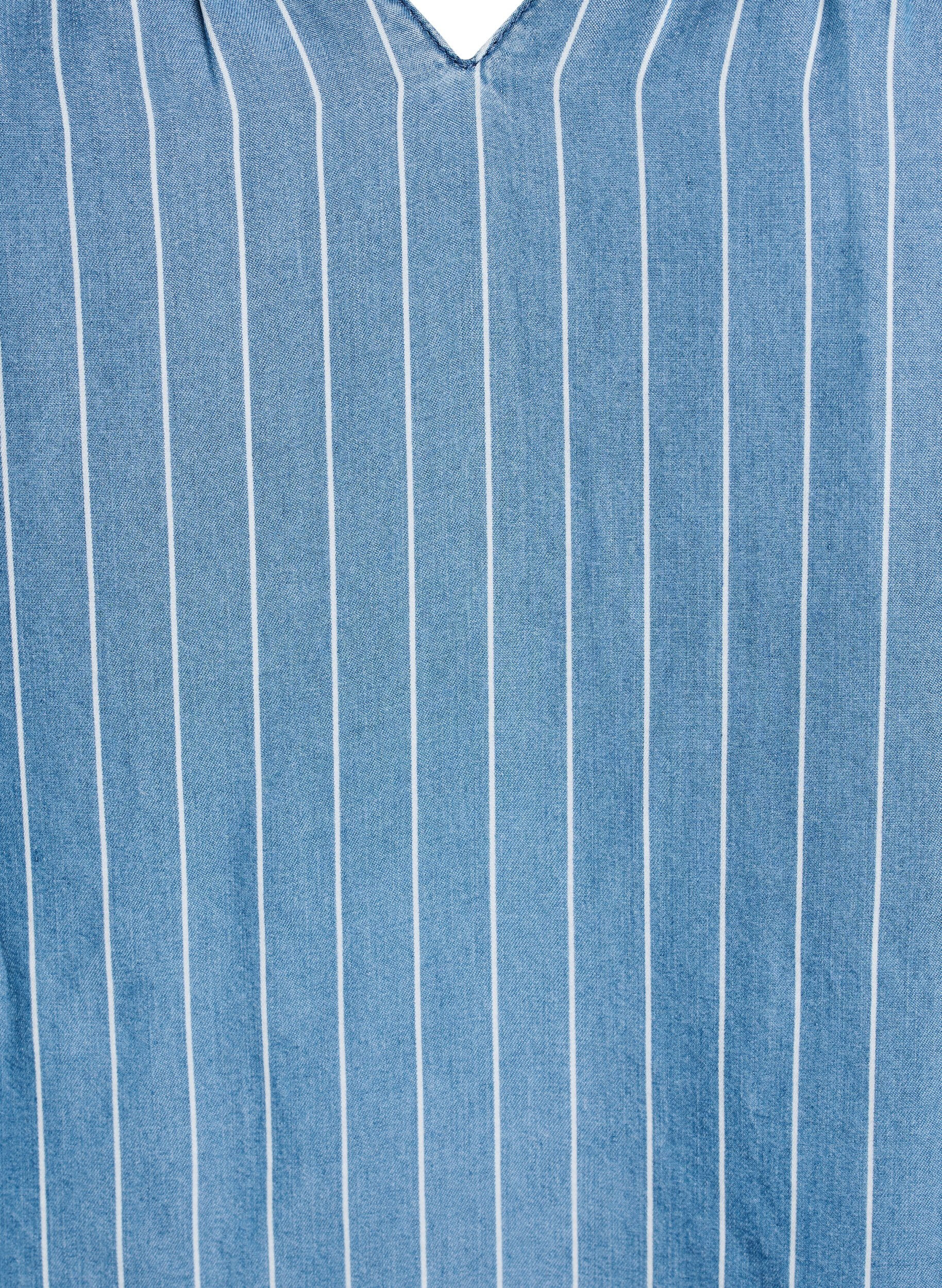 Zizzi Streifebluse aus Denim mit langen &Auml;rmeln, Blau, Packshot image number 2