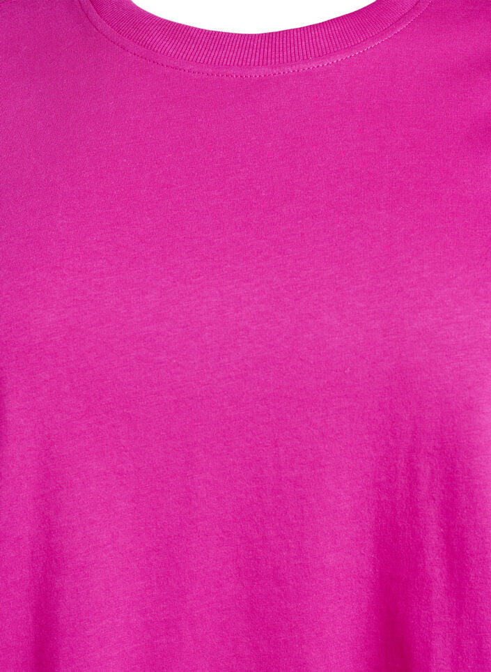 T-shirt basique en coton à col rond, Rose, Packshot image number 2