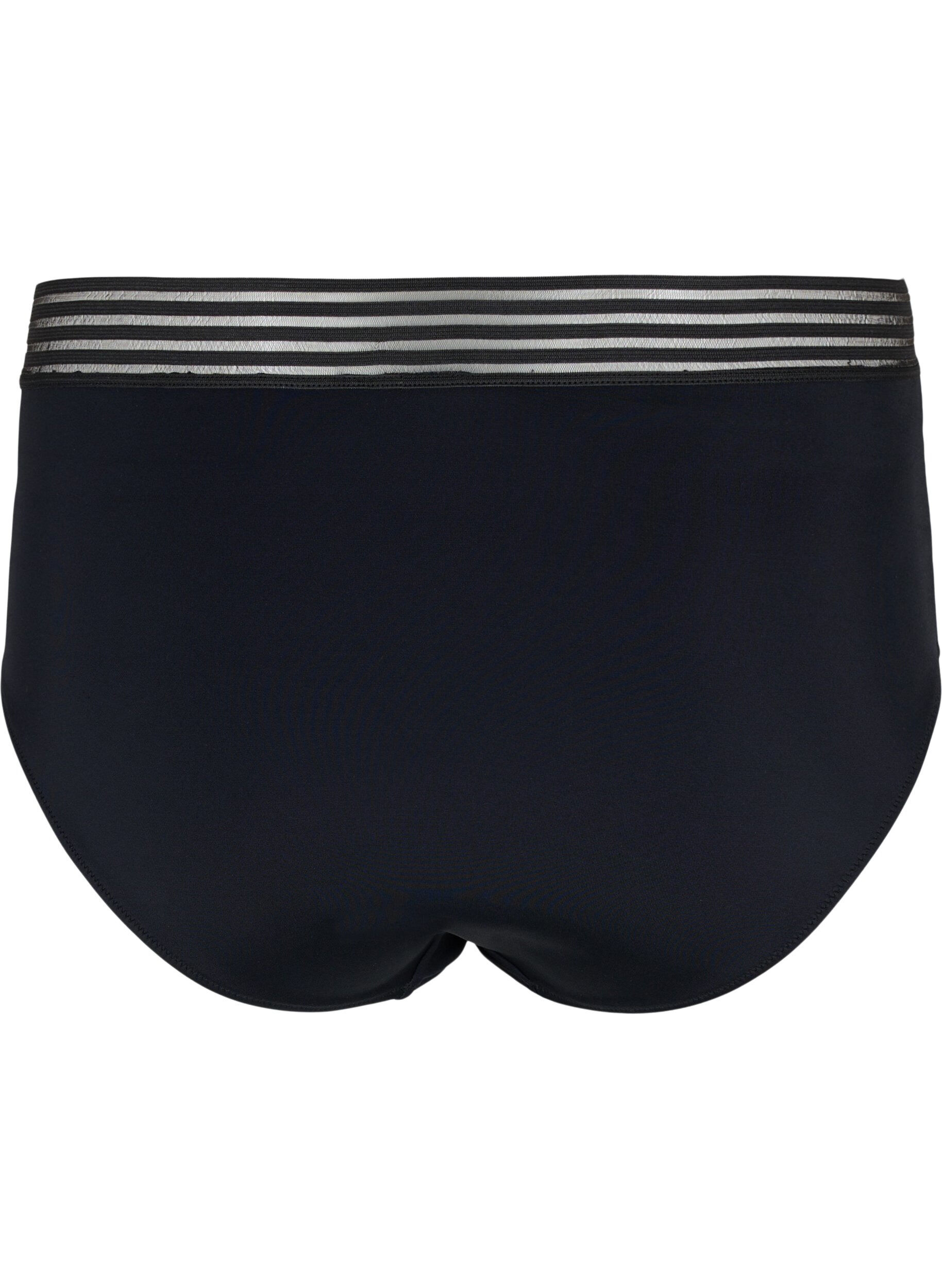 Zizzi Hochtaillierte Bikinihose mit Mesh, Black, Packshot image number 1