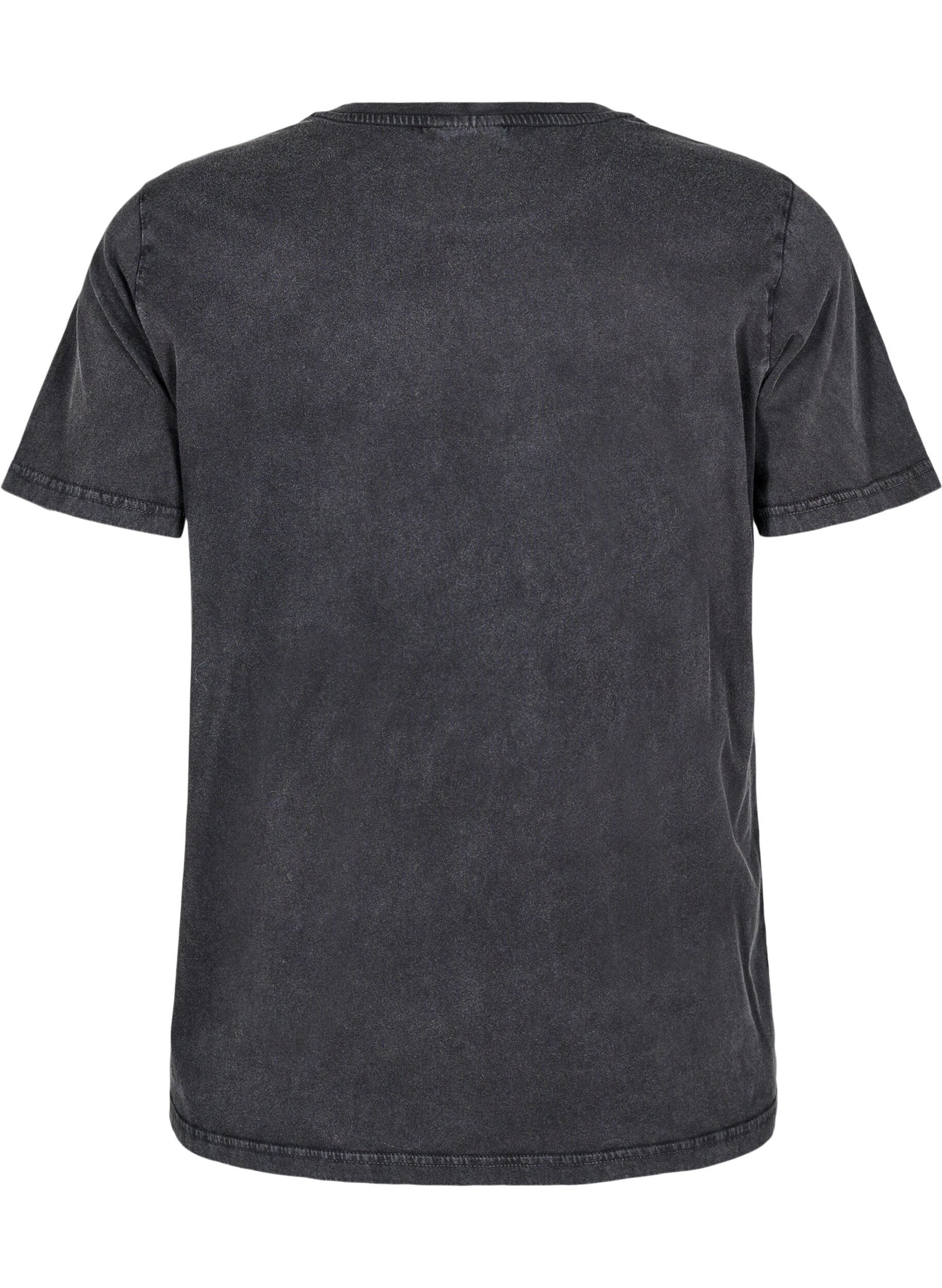 Zizzi T-shirt en coton biologique avec impression graphique, Gris, Packshot image number 1