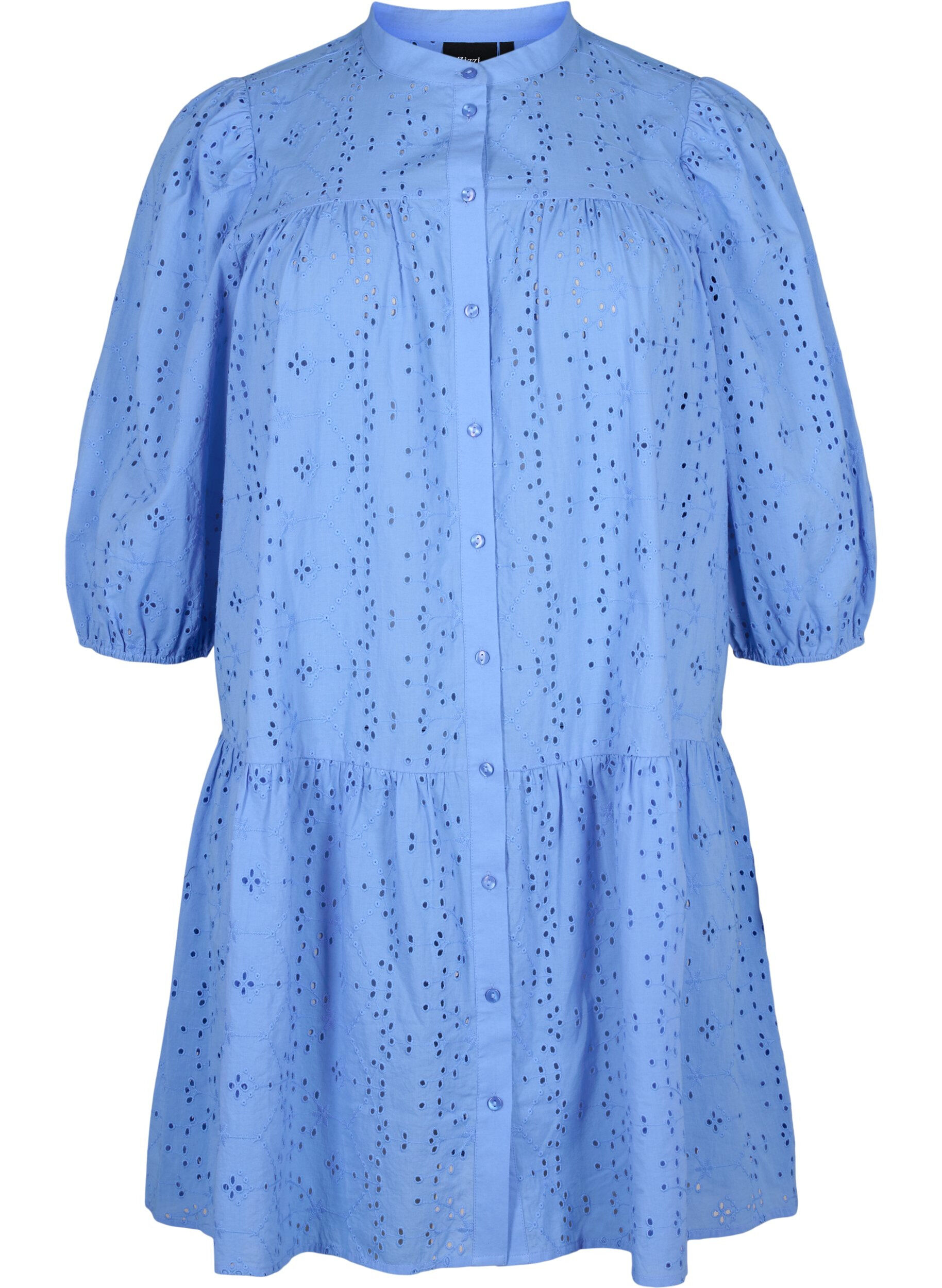 Zizzi Robe chemise en coton &agrave; broderie anglaise, Marina, Packshot image number 0