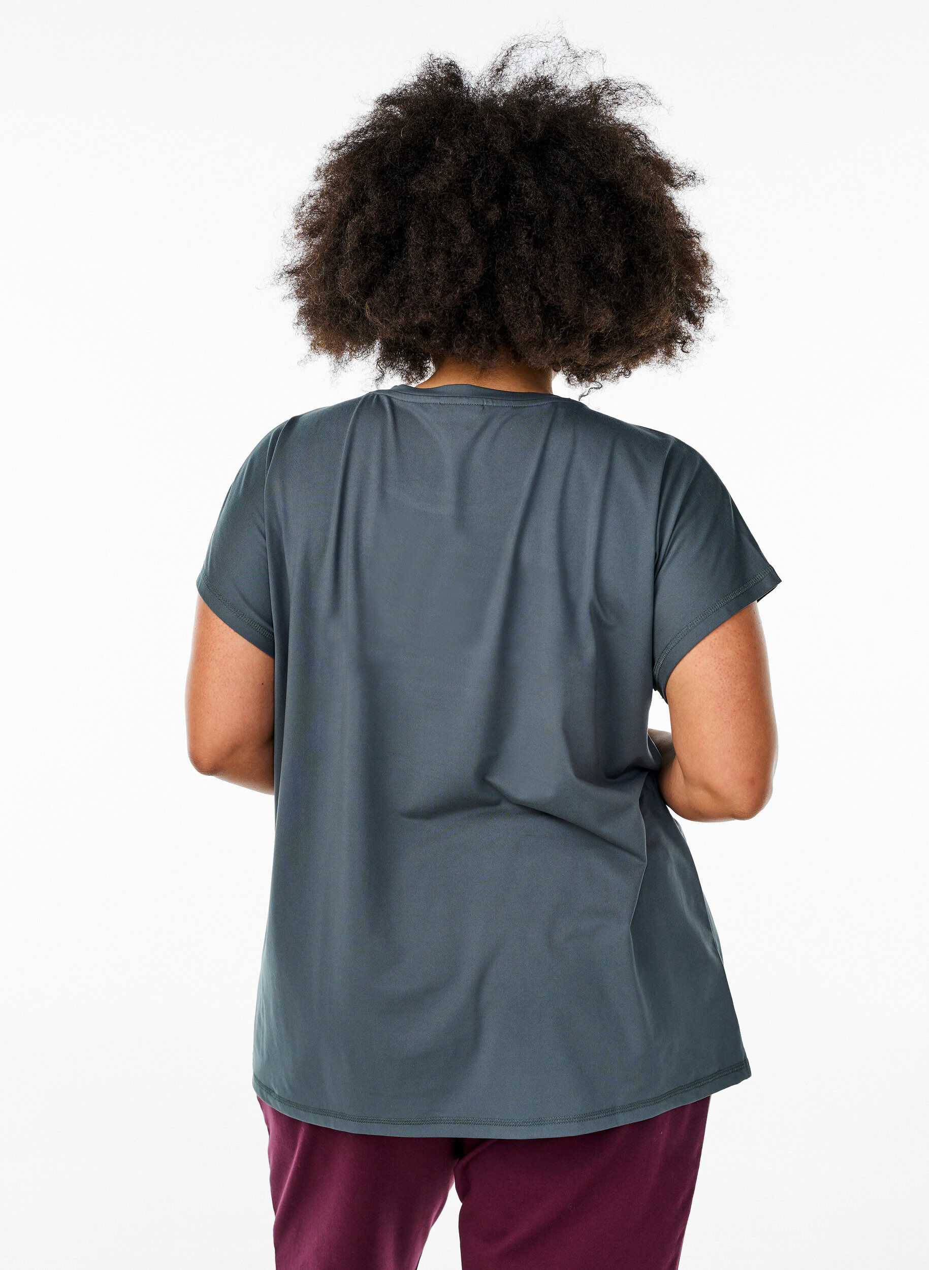 Zizzi T-shirt de sport couleur unie, Vert fonc&eacute;, Model image number 2