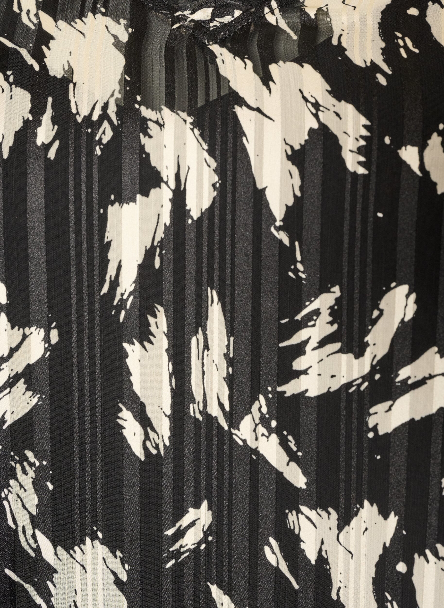 ZizziGemustertes Kleid mit R&uuml;schen und langen &Auml;rmeln, Schwarz, Packshot image number 2
