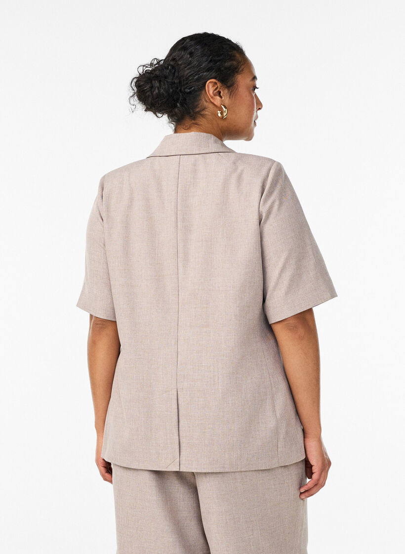 Blazer mit kurzen &Auml;rmeln und Revers, Braun, Model image number 2