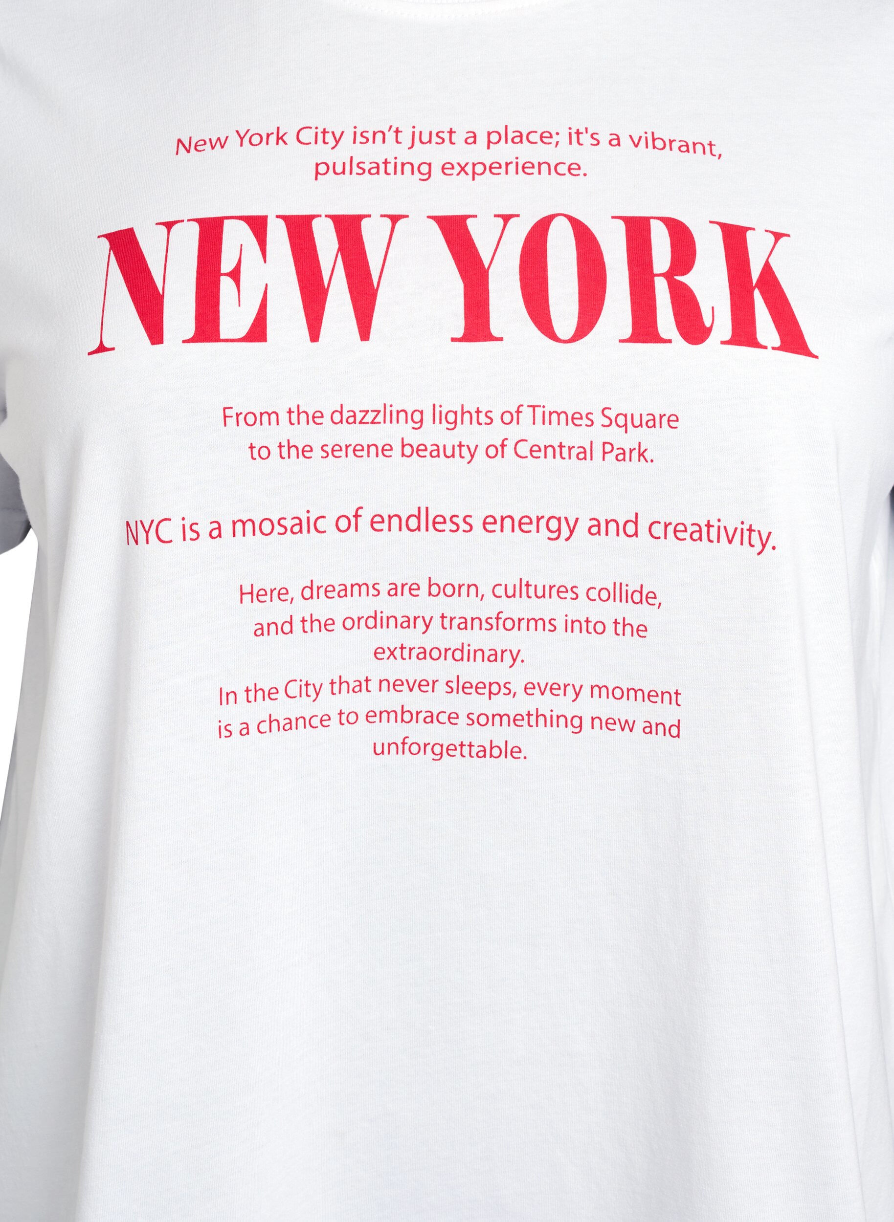 Zizzi T-shirt avec imprim&eacute; de texte et col rond, Blanc, Packshot image number 2