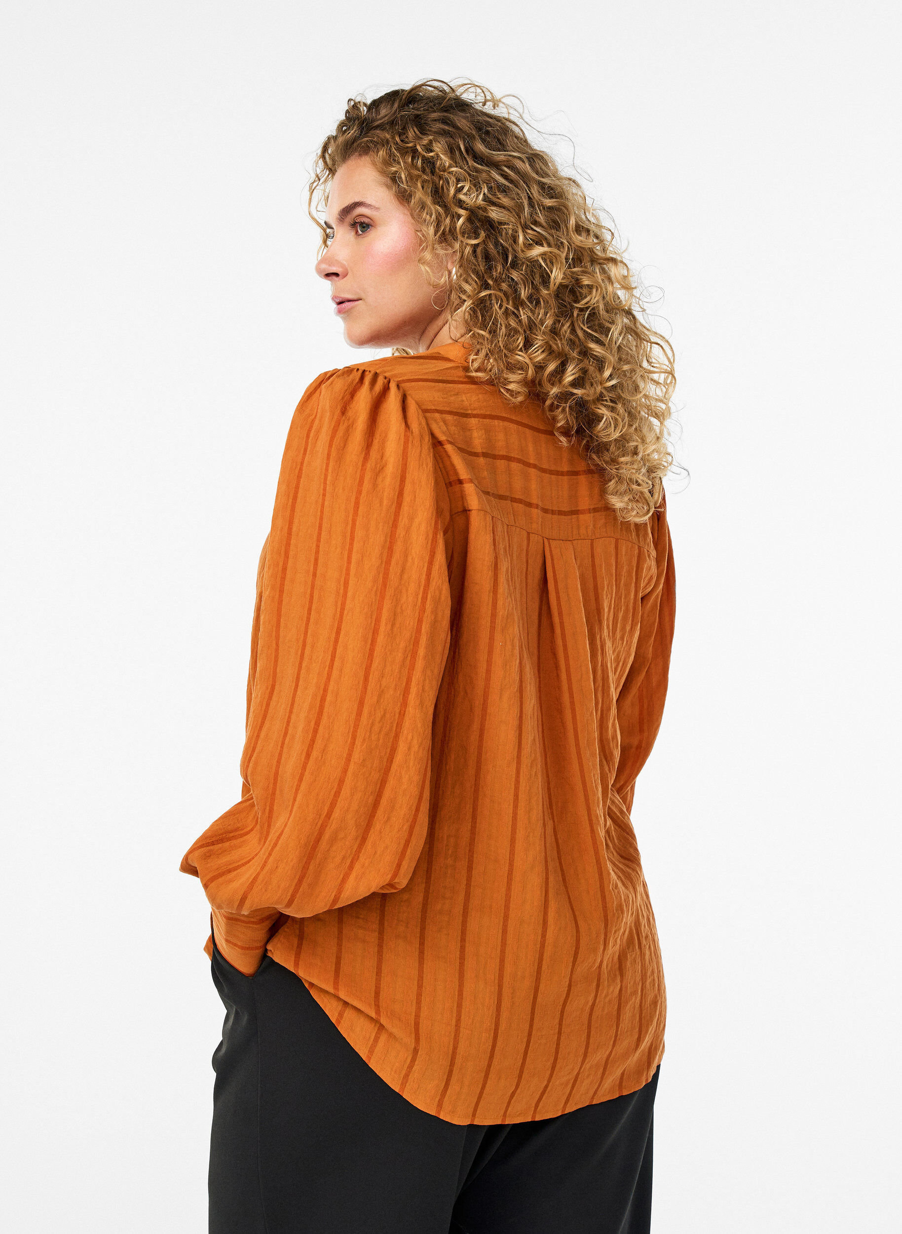 Zizzi Blouse &agrave; rayures verticales, Orange, Model image number 2