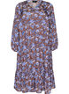 Robe midi &agrave; imprim&eacute; floral avec ourlet &agrave; volants, Marron, Packshot image number 0