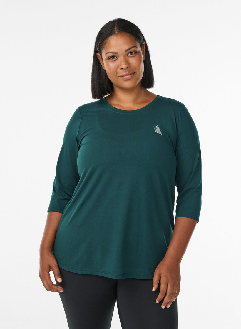 Haut de sport &agrave; manches 3/4, Vert fonc&eacute;, Model image number 0