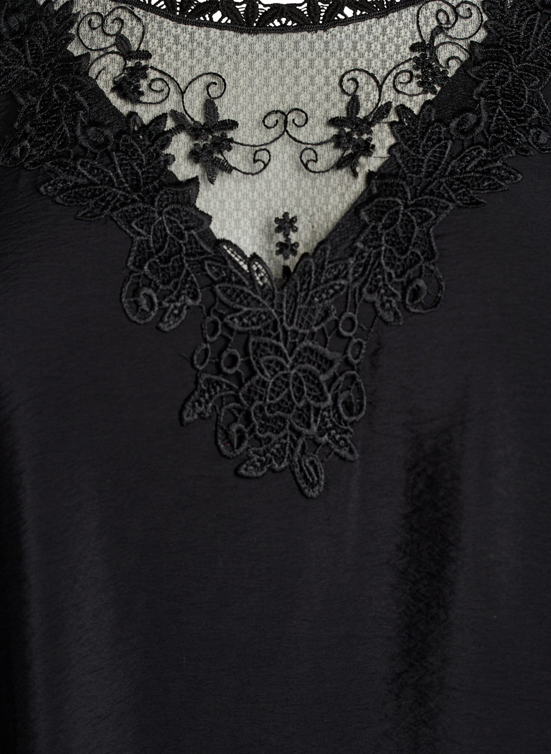 ZizziTunika aus Viskose mit Spitzendetails, Schwarz, Packshot image number 2