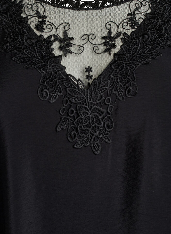 Tunika aus Viskose mit Spitzendetails, Schwarz, Packshot image number 2