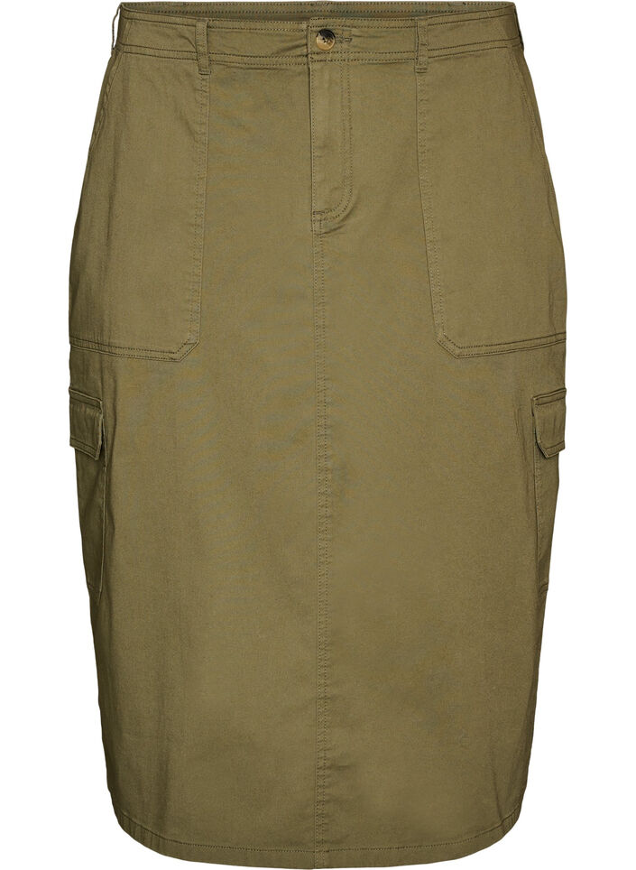Jupe cargo en coton avec fente &agrave; l'arri&egrave;re, Vert, Packshot image number 0