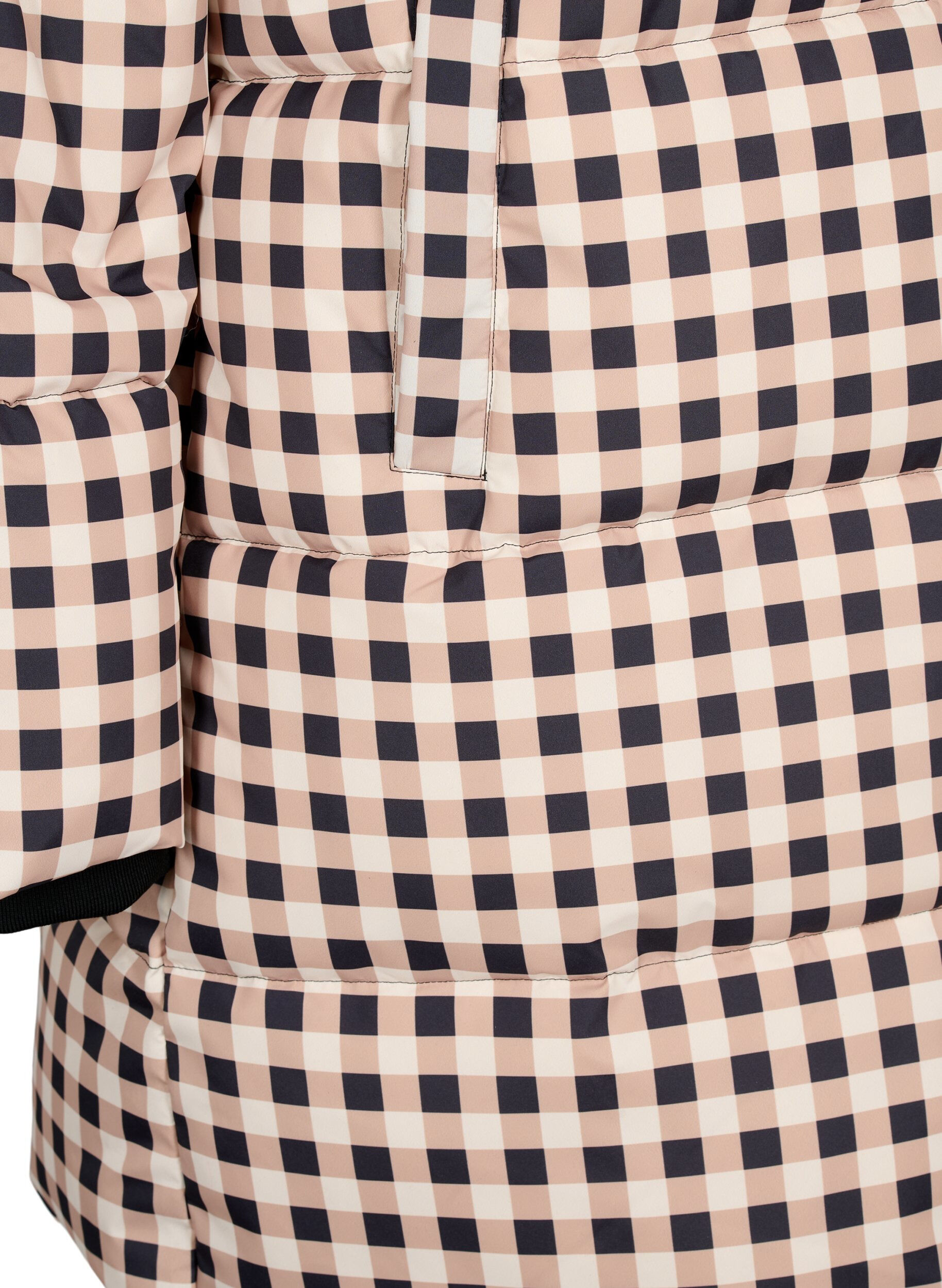 Zizzi Karierte Puffer-Winterjacke, Black w. Nomad Check, Packshot image number 3