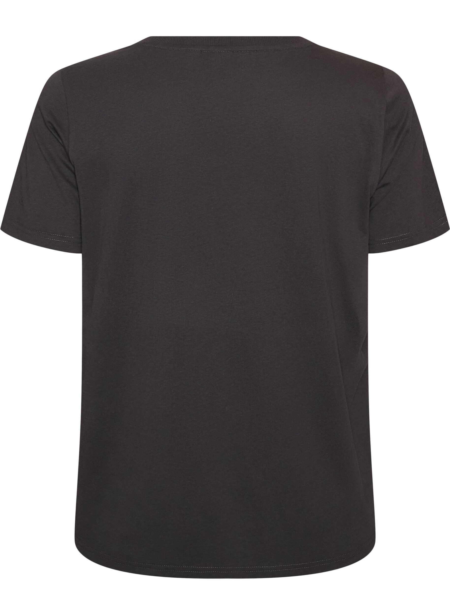 ZizziT-shirt en coton avec imprim&eacute; devant, Gris anthracite, Packshot image number 1