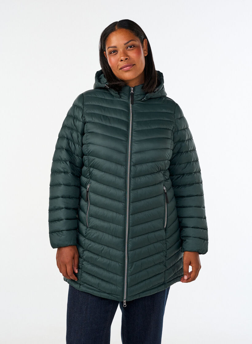 Leichte Jacke mit Taschen und abnehmbarer Kapuze, Gr&uuml;n, Model image number 0