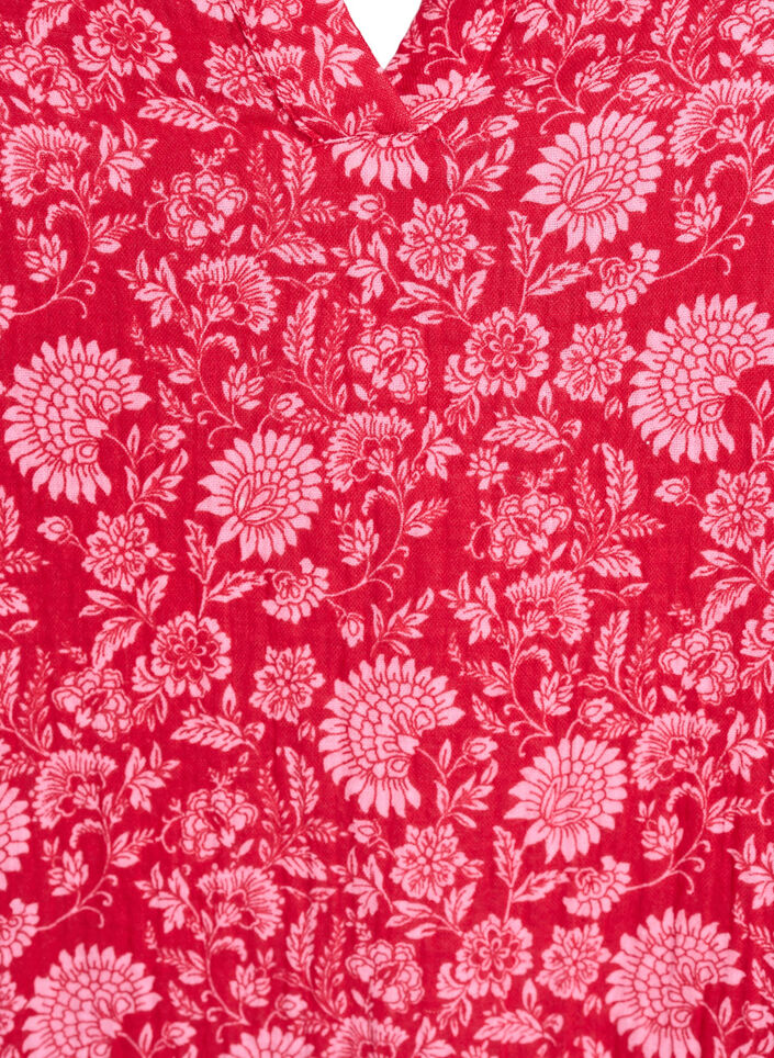 Robe courte &eacute;vas&eacute;e en mousseline de coton, Rouge, Packshot image number 2