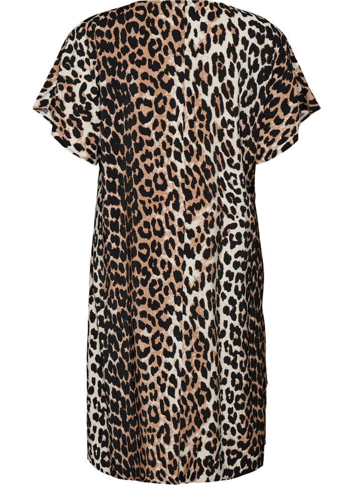 Kleid aus Viskose mit V-Ausschnitt, Braun, Packshot image number 1