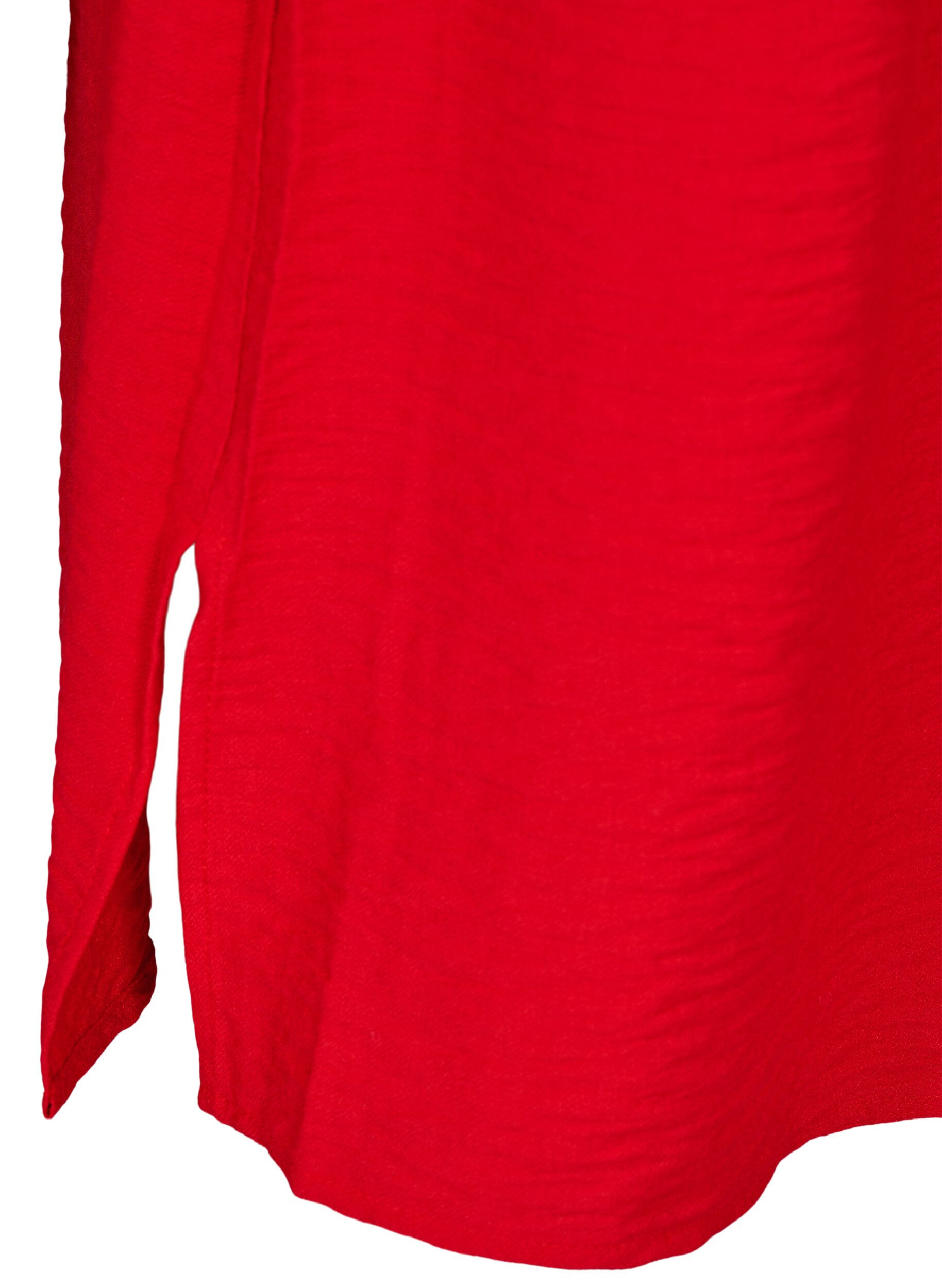 Zizzi Robe chemise avec ceinture nou&eacute;e et manches longues, Rouge, Packshot image number 3