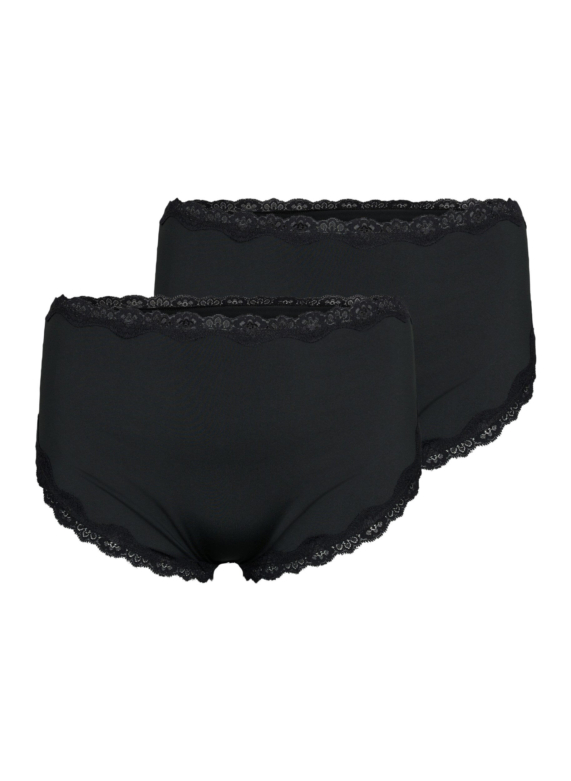 Zizzi Slip 2-pack avec taille r&eacute;guli&egrave;re, Black, Packshot image number 0