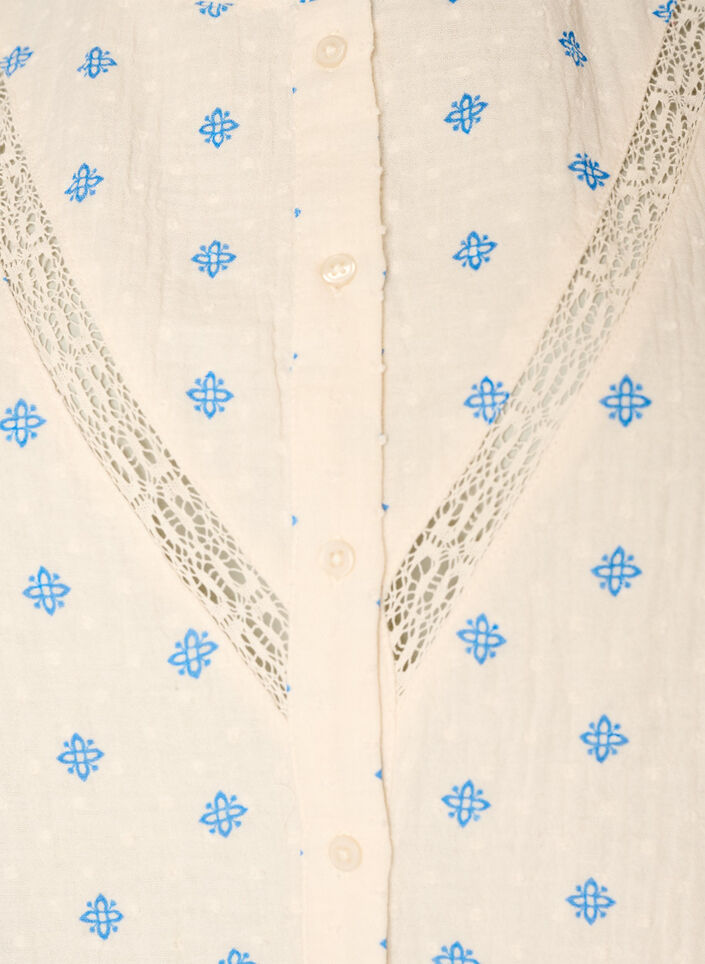 &Auml;rmellose Bluse mit H&auml;kelborte und R&uuml;schendetail, Beige, Packshot image number 2