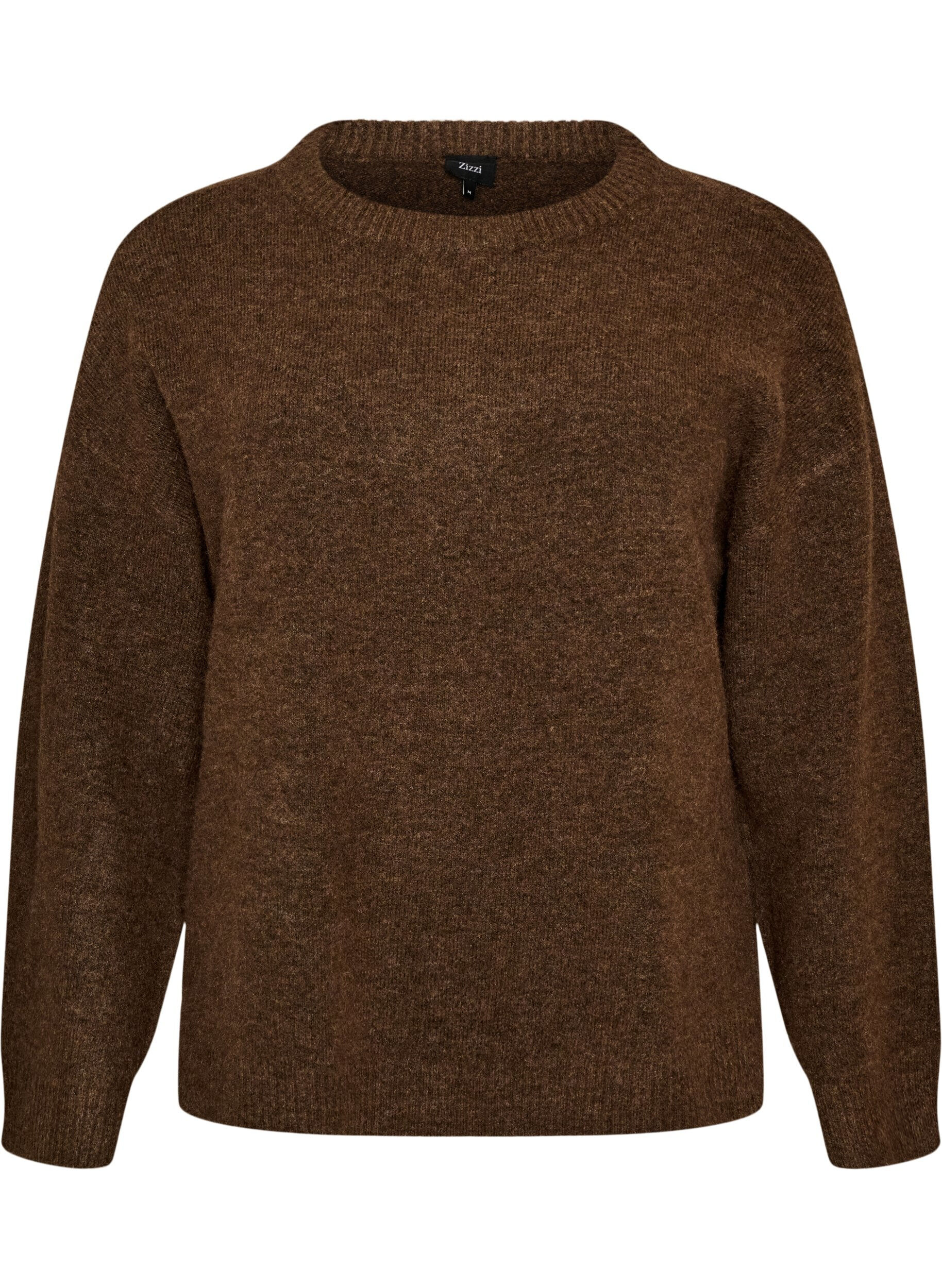 ZizziBlouse ample tricot&eacute;e en alpaga et laine, Marron, Packshot image number 0