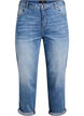Jean 7/8 retrouss&eacute; et taille haute, Bleu, Packshot image number 0