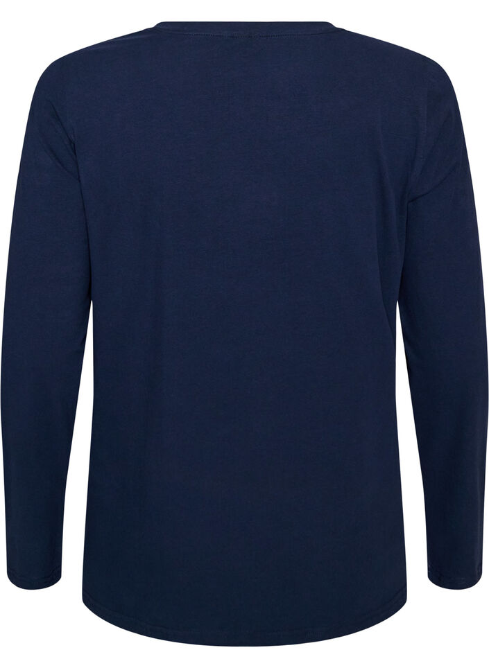 Basic Bluse aus Jersey mit langen &Auml;rmeln, Blau, Packshot image number 1