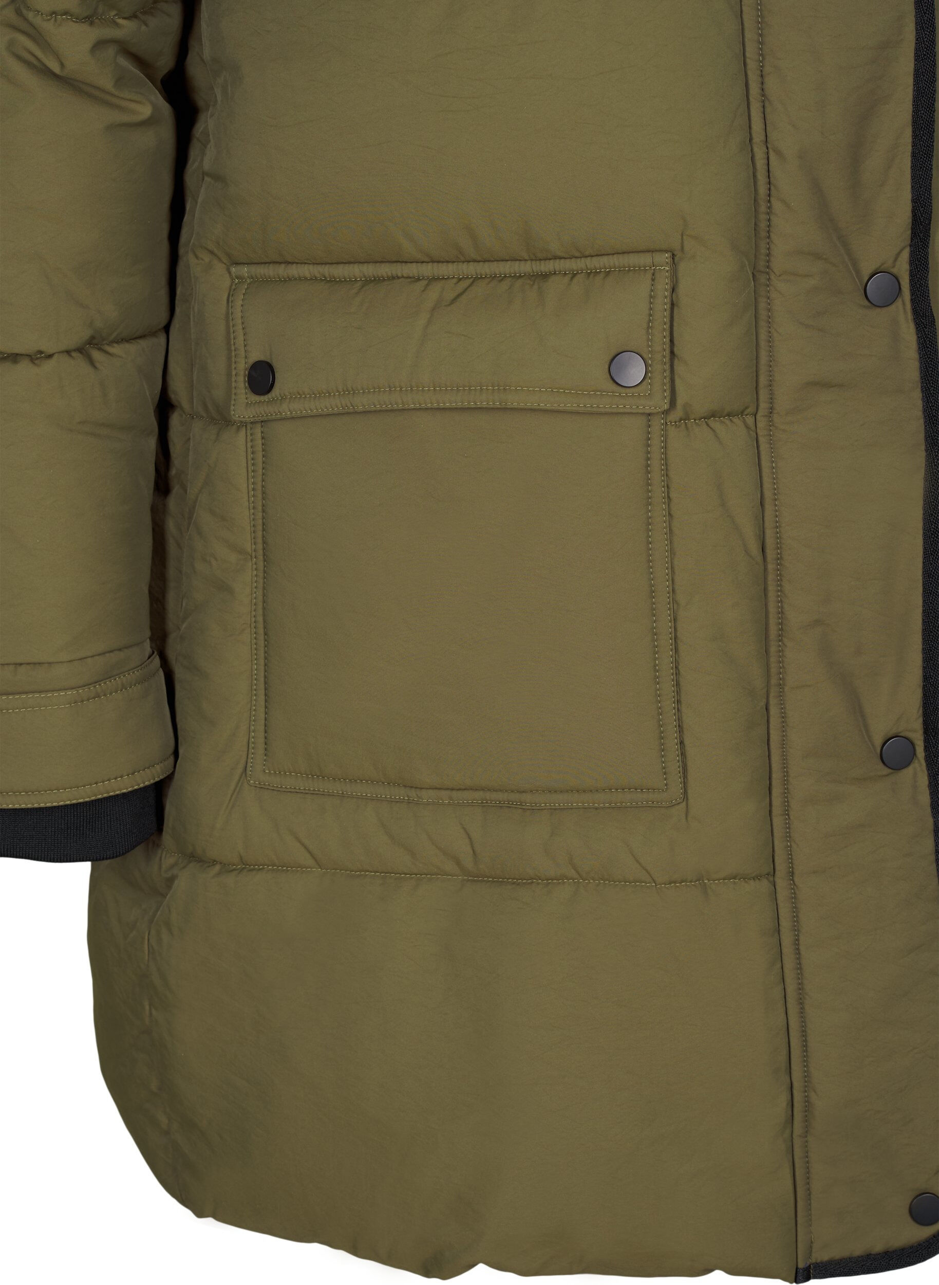 Zizzi Steppjacke mit Kapuze und Kontrastdetails, Gr&uuml;n, Packshot image number 3