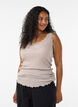 Geripptes Top mit Spitzen, Beige, Model image number 0