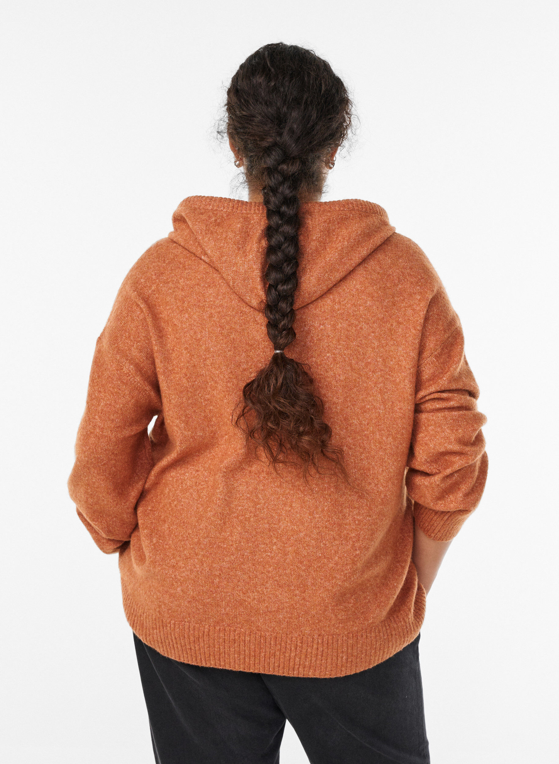 Zizzi Strick-Hoodie, Orange, Model image number 2