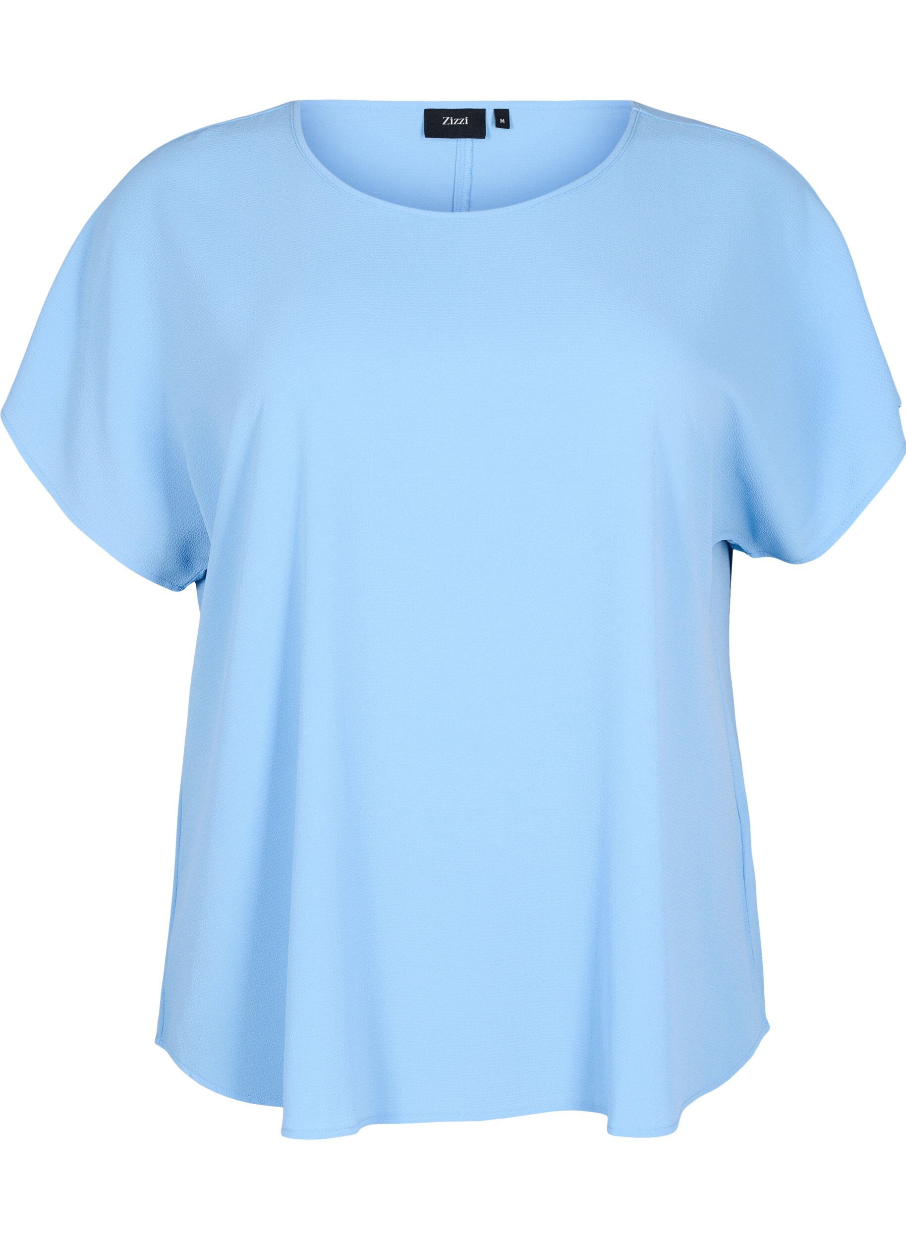 ZizziBluse mit kurzen &Auml;rmeln und einem Rundhalsausschnitt, Blau, Packshot image number 0