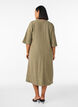 Robe midi en lin et viscose avec manches mi-longues, Vert, Model image number 2