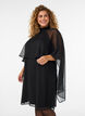 Robe mi-longue en mousseline avec cape transparente, Noir, Model image number 0