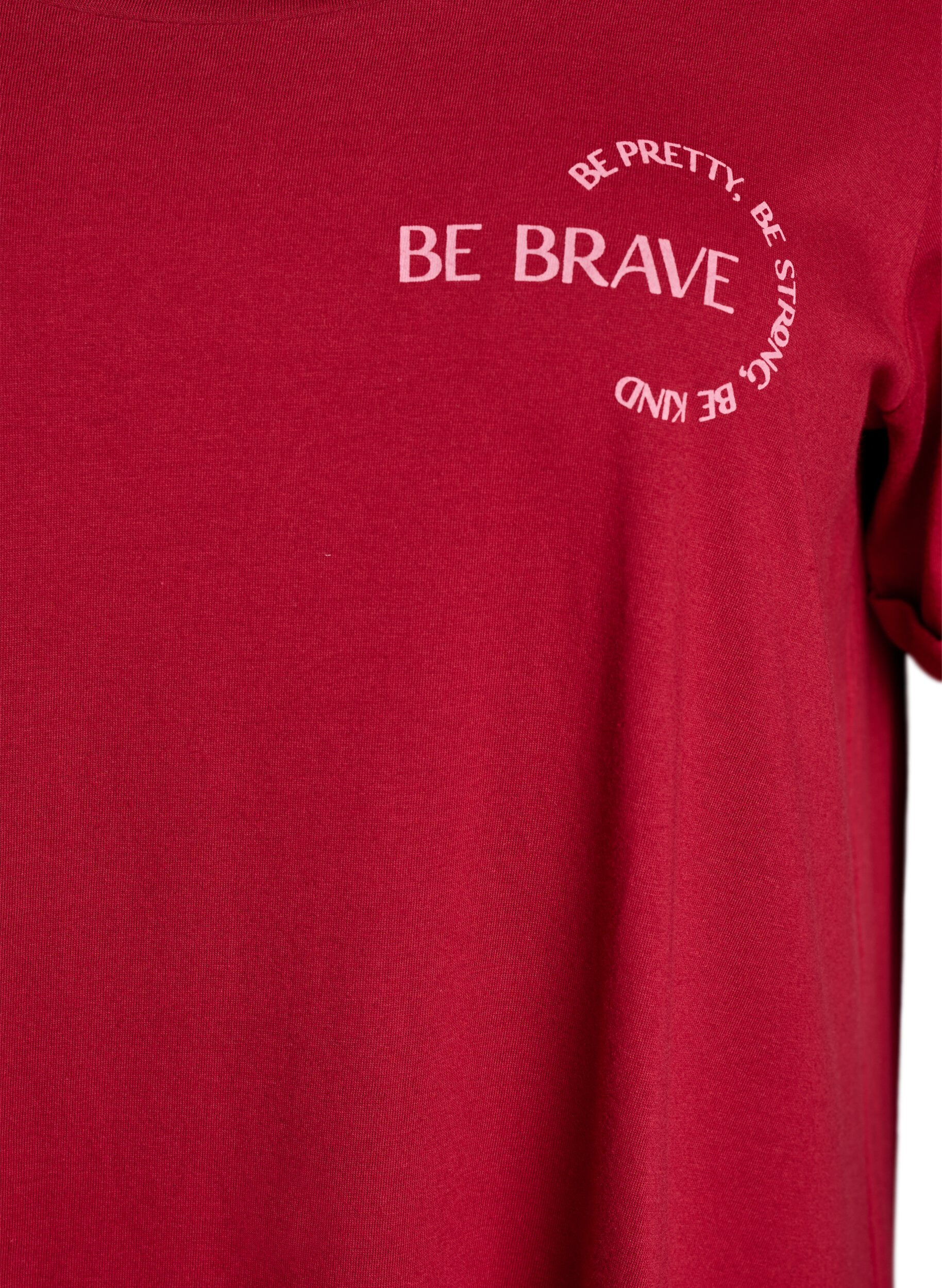 Zizzi Kurz&auml;rmeliges Nachthemd aus Bio-Baumwolle, Rot, Packshot image number 2