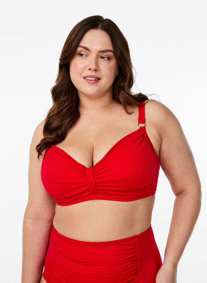Bikini-BH mit Bügel und Drapierung, Rot, Model image number 0