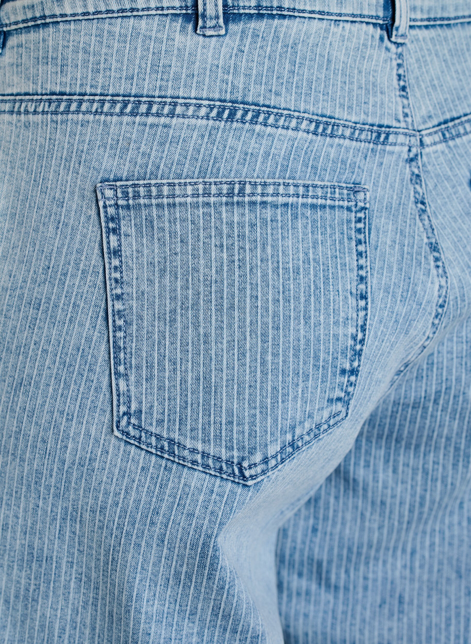 Zizzi Culotte-Jeans mit Nadelstreifen und weitem Bein, Blau, Packshot image number 3