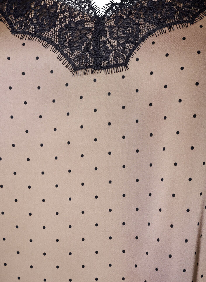Top &agrave; fines bretelles avec dentelle et ourlet asym&eacute;trique, Beige, Packshot image number 2