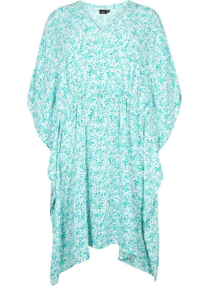 Robe caftan en viscose avec imprimé, Green Dot, Packshot image number 0