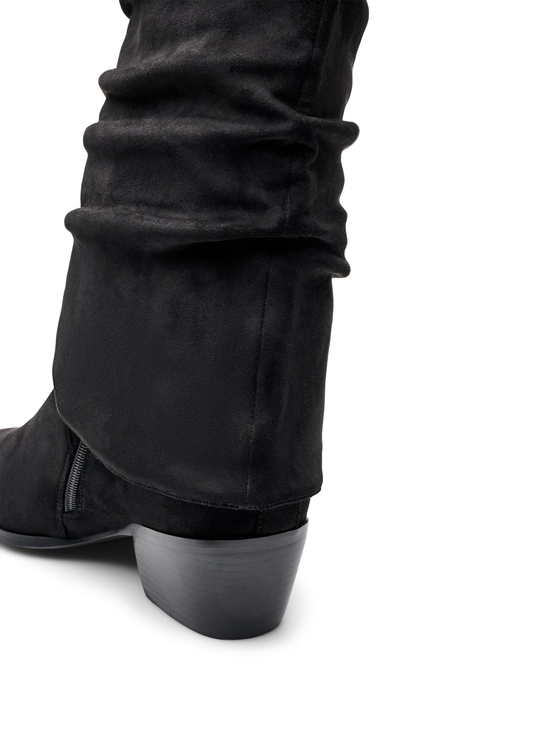 ZizziLanger Stiefel in Wildlederoptik mit abnehmbarem Schaft, Schwarz, Packshot image number 3