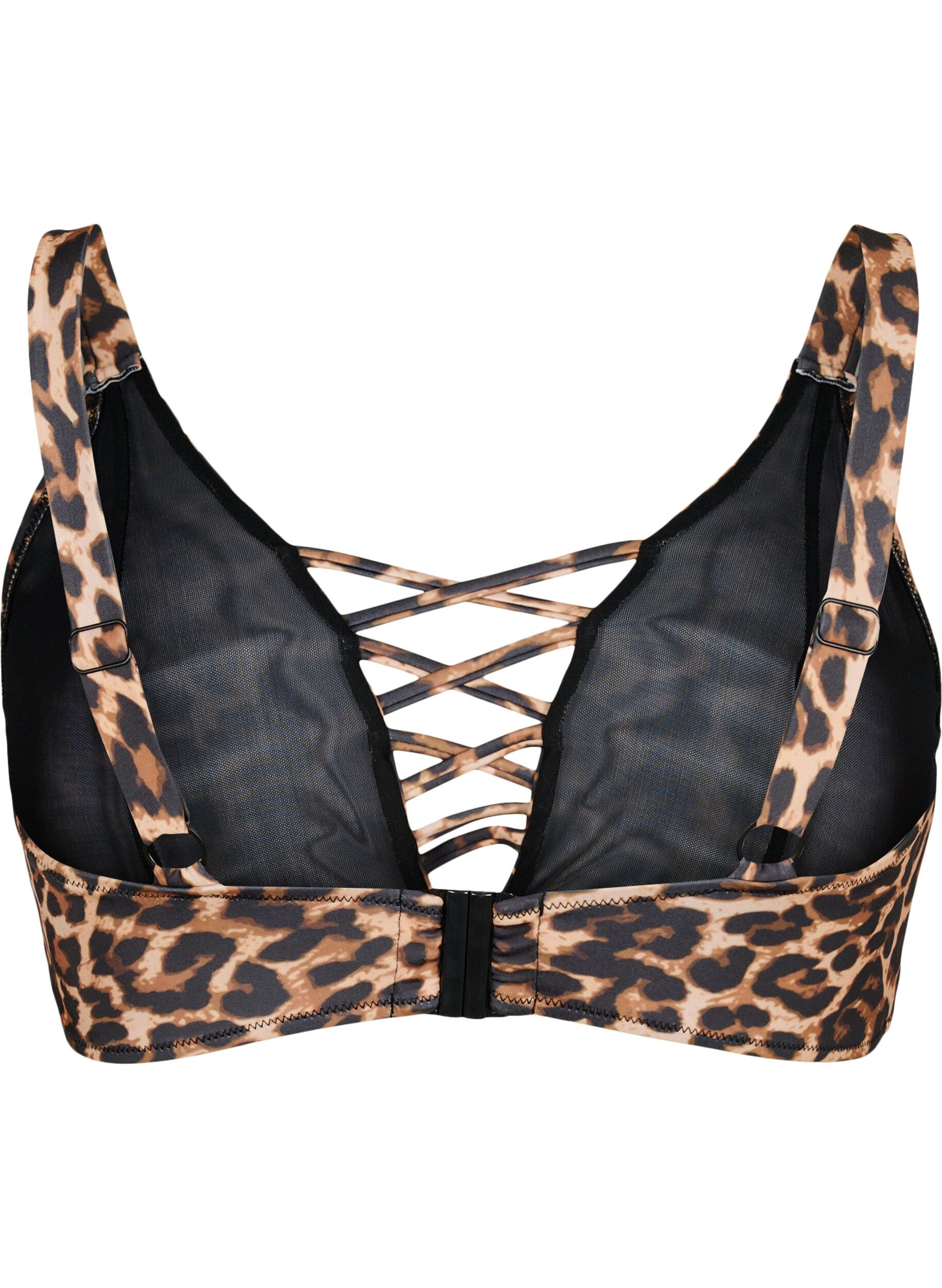 Zizzi Bikini-BH mit Leopardenmuster und String-Detail, Autentic Leopard, Packshot image number 1
